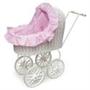 Wicker Doll Carriage with Pink Gingham Liner Wicker Doll Carriage with Pink Gingham Liner