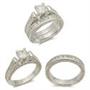 CZ WEDDING SETS - Sterling Silver Antique Inspired CZ Wedding Rings Size 7 CZ WEDDING SETS - Sterling Silver Antique Inspired CZ Wedding Rings Size 7